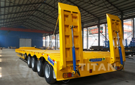 4 axle 80ton drop deck trailer  lowbed  semi trailer low bed with the hidraulic ramps supplier