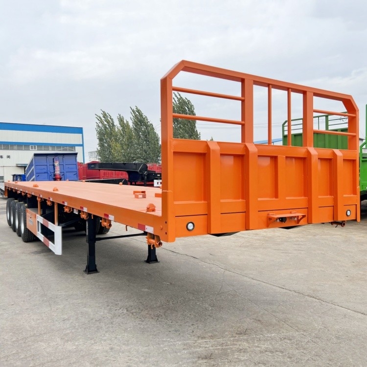 TITAN40/45/48/52ft Tri Axle flatbed Semi Trailer with Front Wall for Sale in Zambia supplier