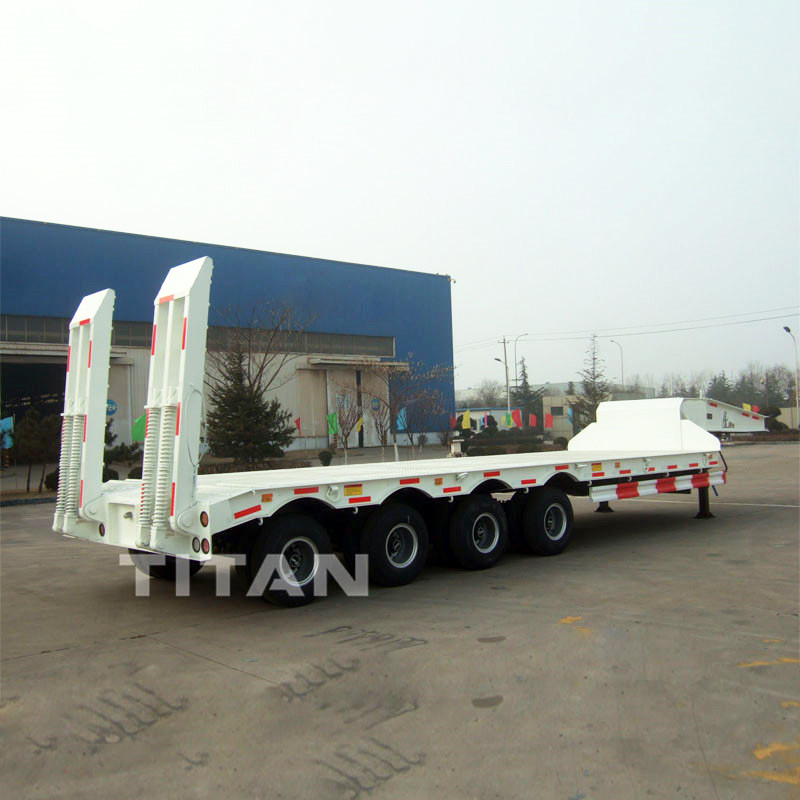 TITAN 80 tonne 4 essieu semi-remorque à lit bas pour transporter des équipement de construction à vendre supplier