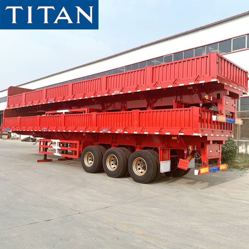 TITAN 50 Ton Multifunction Dropside Flatbed Trailer With Sideboard for Sale supplier