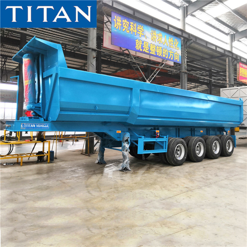 TITAN low price 4 Axle 32cbm heavy duty dump tractor tipping trailer supplier