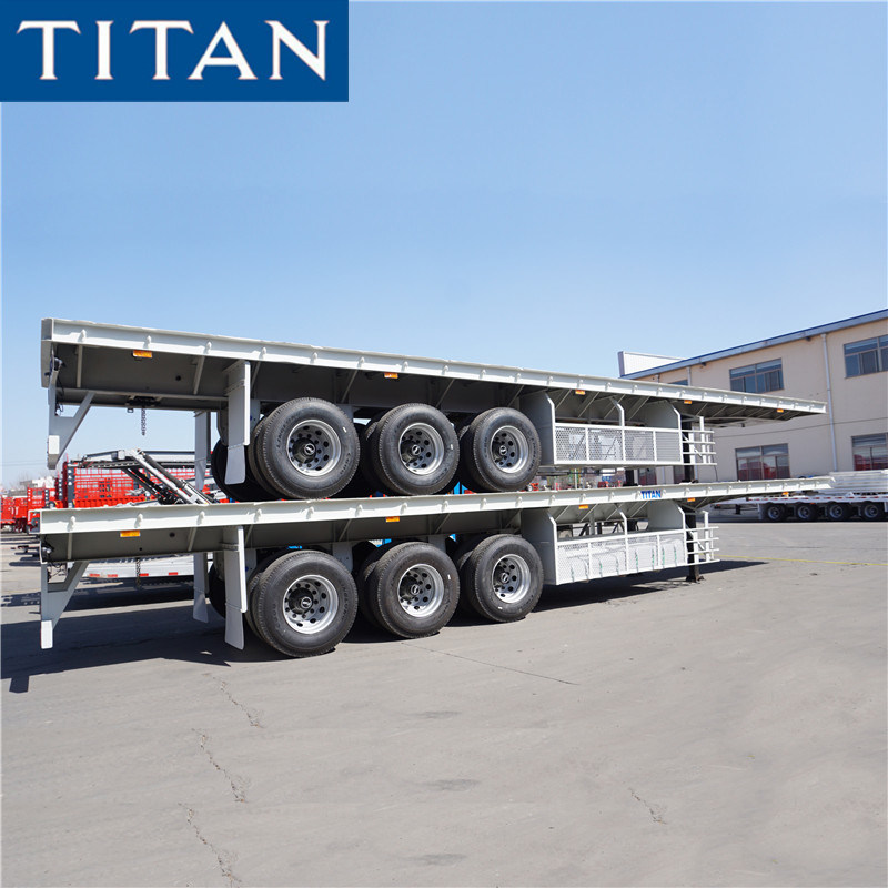 TITAN tri axle 20/40ft flat deck platform flatbed semi trailer price