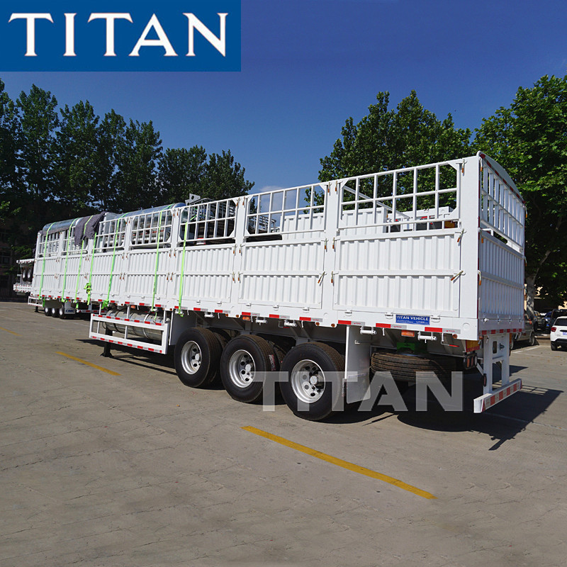 Multifunction Flatbed Trailer With Sideboard Cattle Semi Trailer