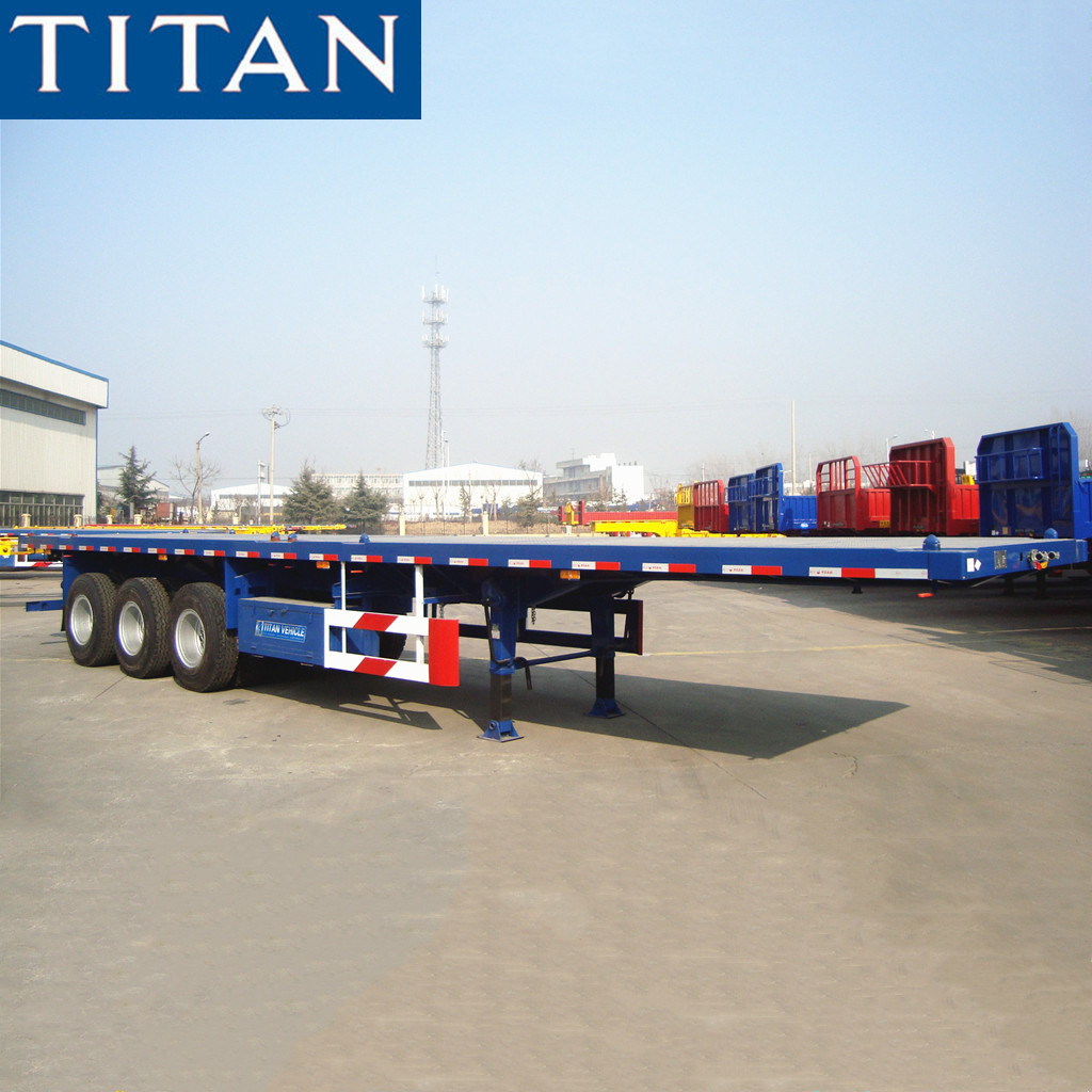 Tri axle trailer 40 ft shipping container flatbed semi trailer for sale