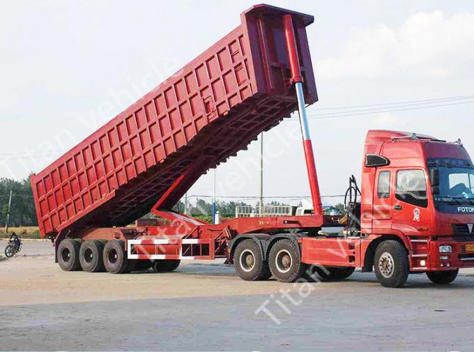 Hydraulic cylinder Heavy Duty Tipper Rear dump truck trailer for Stone , Mental