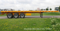 3 Axle 20foot 40foot flatbed trailer with 12 pcs container twist , flatbed truck trailers supplier