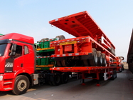 Tri - axle container semi flatbed trailers , red flatbed gooseneck trailers supplier