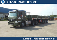 3 Axles 40 feet flat container semi trailer , Long flatbed dump trailer supplier