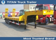 Tri axle 40 tons semi low loader trailer for transport excavator , lowboy ramps supplier
