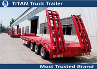 2 - 8 Axle 60 Ton Low Bed trailer for bulldozer , crushing machine ,  transformer supplier