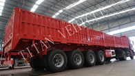 Flatbed trailer with fence，4 axle flatbed trailer with high sidewall with2 pcs tire carrier,cargo transport semitrailer supplier