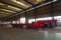 Titan 3 axle low loader trailer , 80ton lowbed semi trailer , heavy duty lowbed trailer with long deck supplier