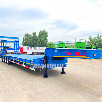 TITAN 4 Axle 100 Tons Semi Lowbed Trailer Low Bed Truck Lowboy Lowloader Trailer for Sale