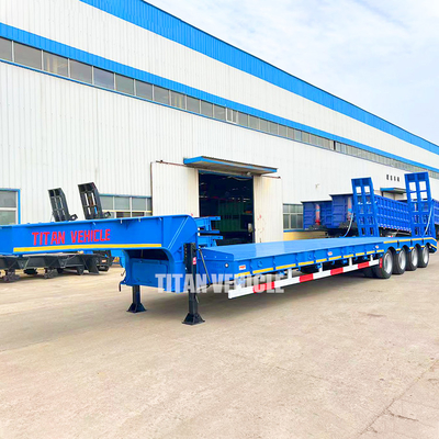 TITAN 4 Axle 100 Tons Semi Lowbed Trailer Low Bed Truck Lowboy Lowloader Trailer for Sale