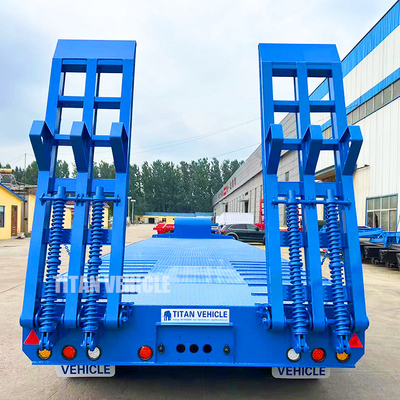TITAN 4 Axle 100 Tons Semi Lowbed Trailer Low Bed Truck Lowboy Lowloader Trailer for Sale