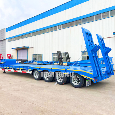 TITAN 4 Axle 100 Tons Semi Lowbed Trailer Low Bed Truck Lowboy Lowloader Trailer for Sale