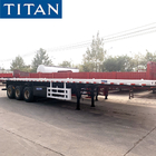 Tri - axle 40ft flat deck commercial flatbed trailers for transport containers , bulk cargo supplier