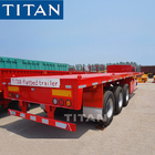 Tri - axle 40ft flat deck commercial flatbed trailers for transport containers , bulk cargo supplier