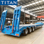 3 axles 50t heavy duty low bed platform for transport excavator-TITAN supplier