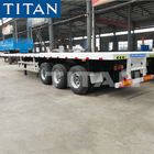 Tri axle 20ft 40ft container high bed flatbed logistics trailer-TITAN supplier