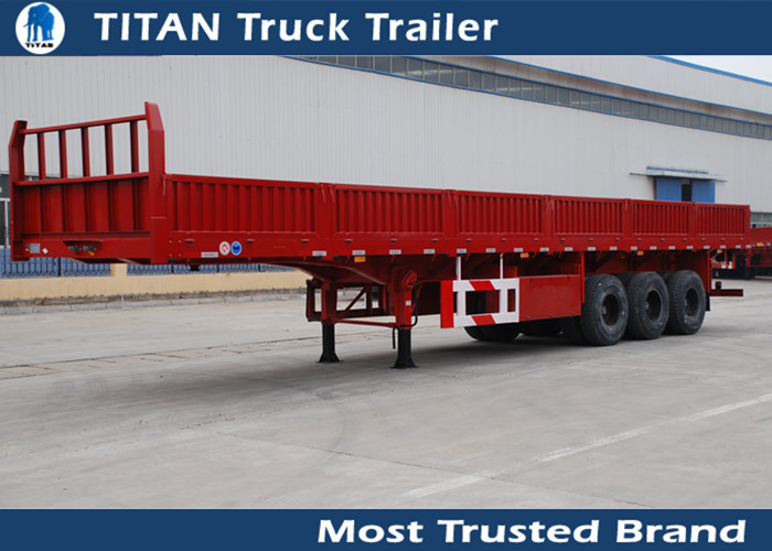 50 Tons tri-axle 40ft heavy duty flatbed trailers with high boards supplier