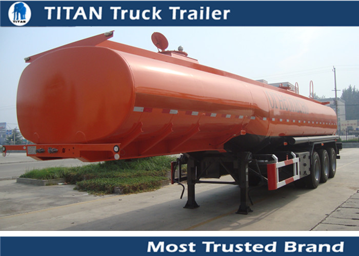 Red , white Carbon steel cooking oil / diesel tank trailer with gooseneck structure supplier