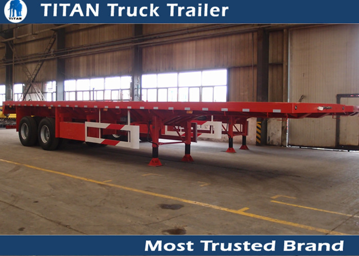 40FT 2 Axles flat bed container delivery trailer with 12 pcs container lock supplier