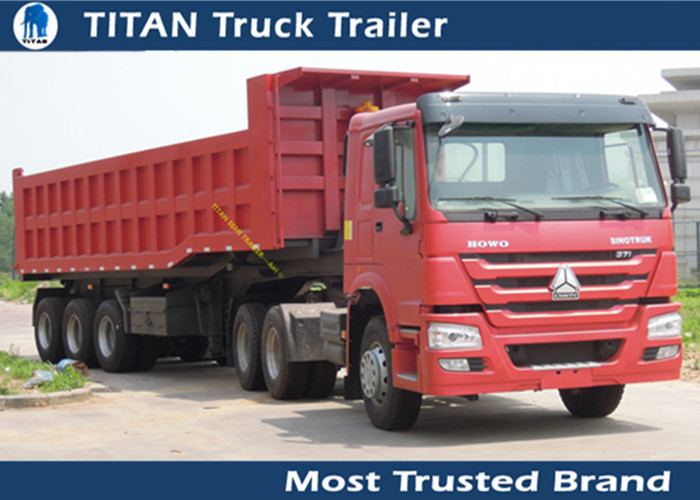 Custom 3 Axle pull behind dump flatbed trailer , semi dump gooseneck