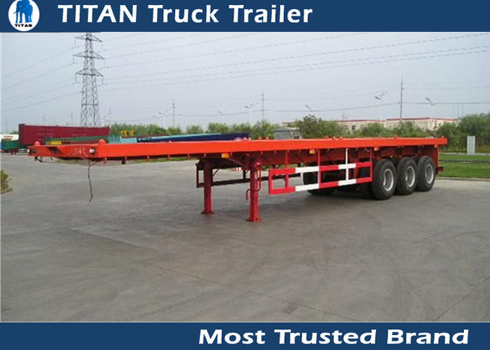 40 TonsTri - axle Flatbed Semi Trailer 40ft with 12pcs container lock supplier