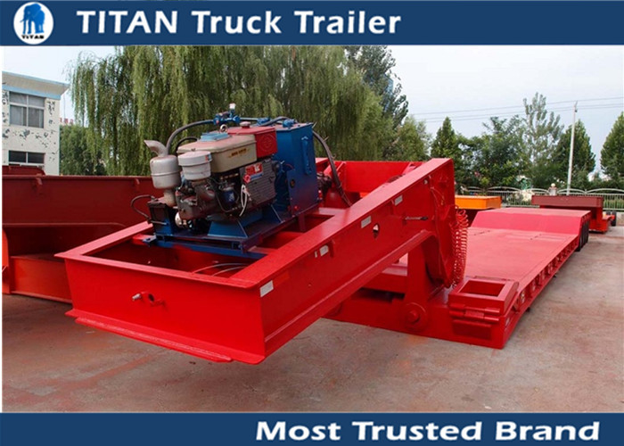 Extendable 4 axles front loading Lowboy trailer with 80 tons load capacity supplier