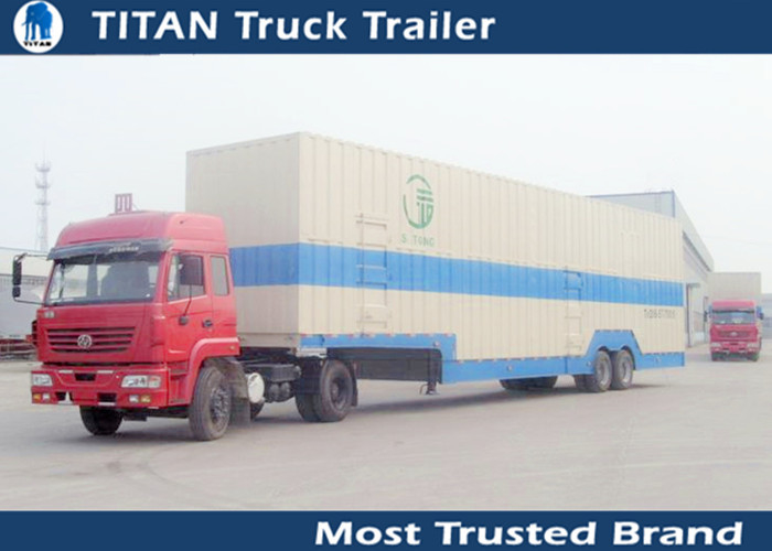 Dual Axle Enclosed 8 - 24 Cars auto transport trailers , heavy equipment trailer supplier