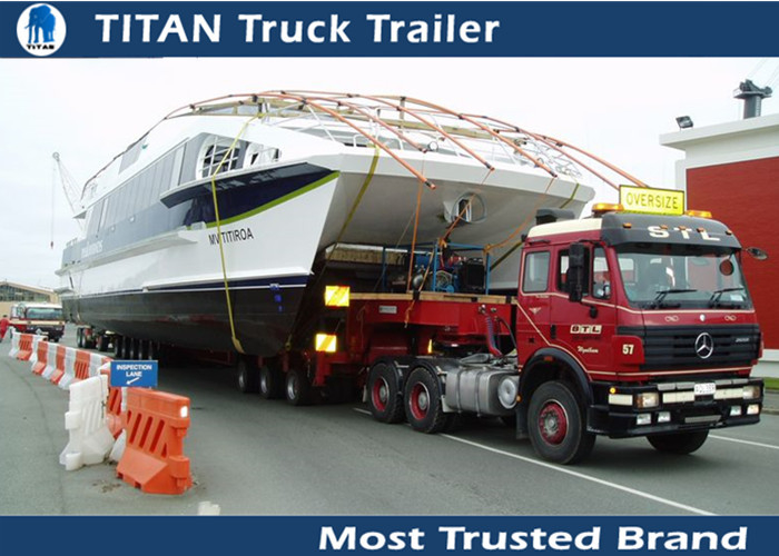 100 Ton Steel HG60 Heavy haul lowboy trailer , heavy semi boat trailer for yachts supplier