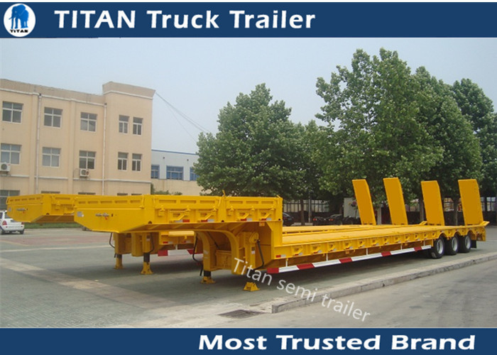 Customized dimension 80 tons heavy duty semi Low Bed Trailer truck 12 KW Diesel engine supplier