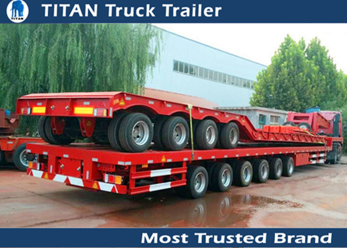 2 - 6 Axles Extendable Flatbed Trailer For Transporting pipes Long Materials supplier