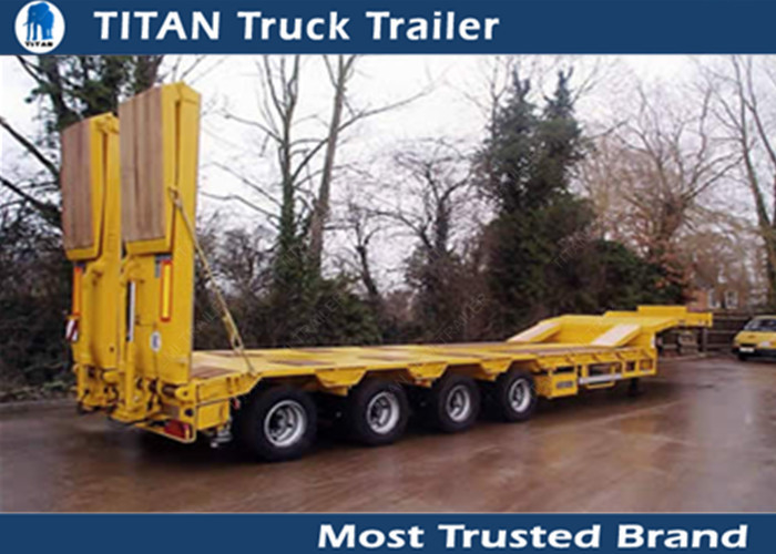 2 / 3 Axles 50tons Heavy low bed trailer with hydraulic loading cramps supplier