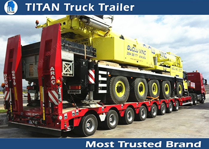 30 - 120 Tons Heavy duty 8 axle hydraulic Low Bed Trailer with Mechanical Ladder supplier