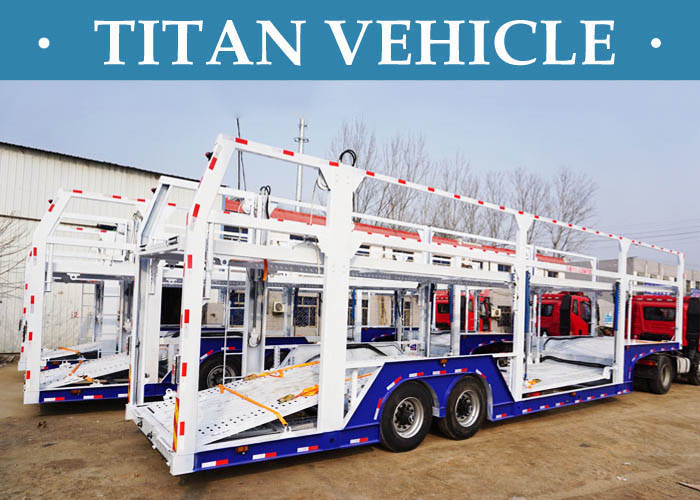 Steel Car Carrier Trailer , 2 / 3 Axle Vehicle Transport Semi Trailer supplier