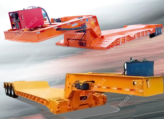 Hydraulic Detachable Gooseneck Lowboy Trailer 100 Ton For Excavator Transport supplier