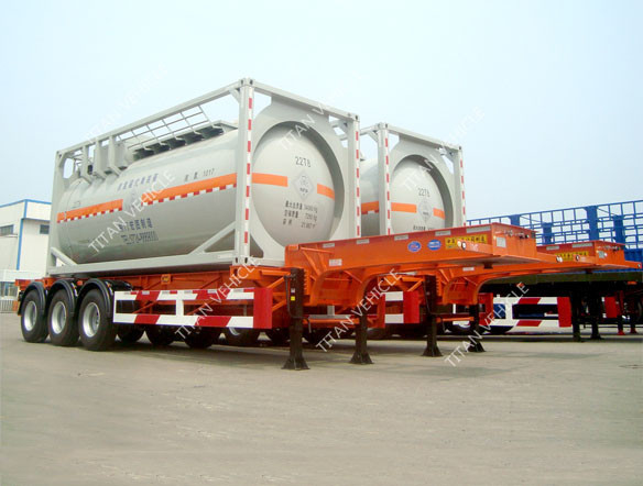 Tri Axle 20ft  ISO Tank Container Transport Skeletal Chassis Semi Trailer supplier