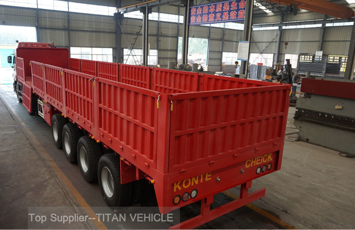 40T 60 ton Dropside Flatbed Trailer with Side Wall , 3 Axles Trailer supplier