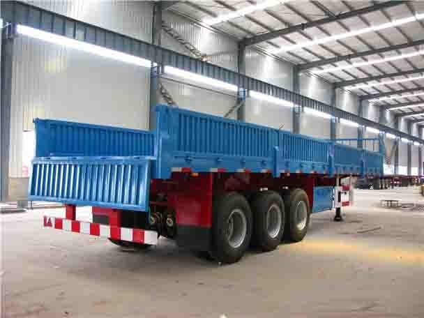 14T 3 Axle Flatbed Semi Trailer / cargo container trailer with side wall supplier