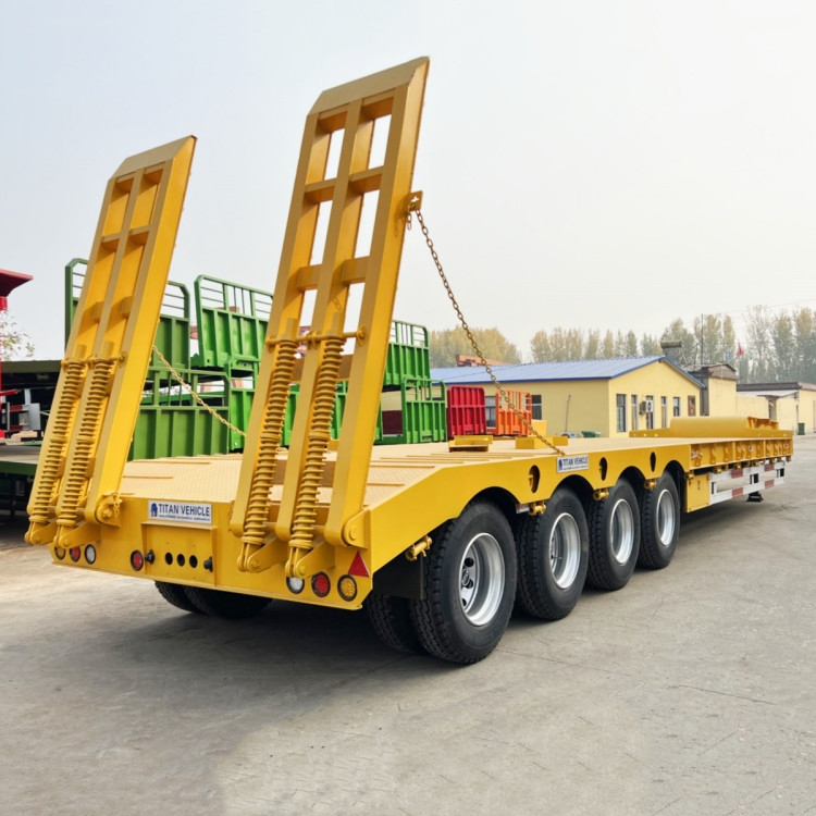 2023 TITAN Best Selling 4 Axle 80-100 Ton Excavator Lowbed Semi Heavy Haul Trailer for Sale Manufacturers supplier