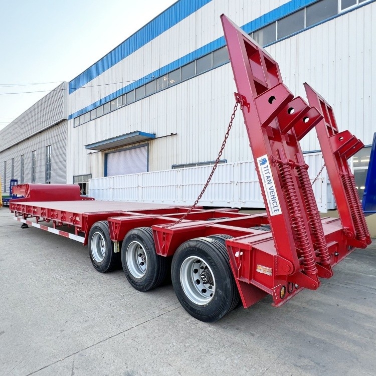 3 Line 6 Axle 100/120 Ton Construction Machinery Carrier Low Bed Trailer With Ramps for Sale supplier
