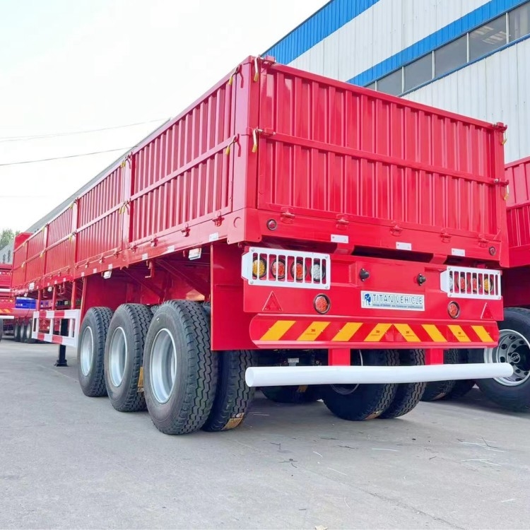 Tri Axle Flatbed Trailer with Side Wall for Loading 40 Ton Bulk Cargo for Sale in Mauritius supplier