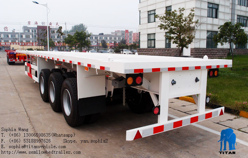 Tri Axle (Fuwa Brand)  container flatbed trailer no siding   | TITAN VEHICLE supplier