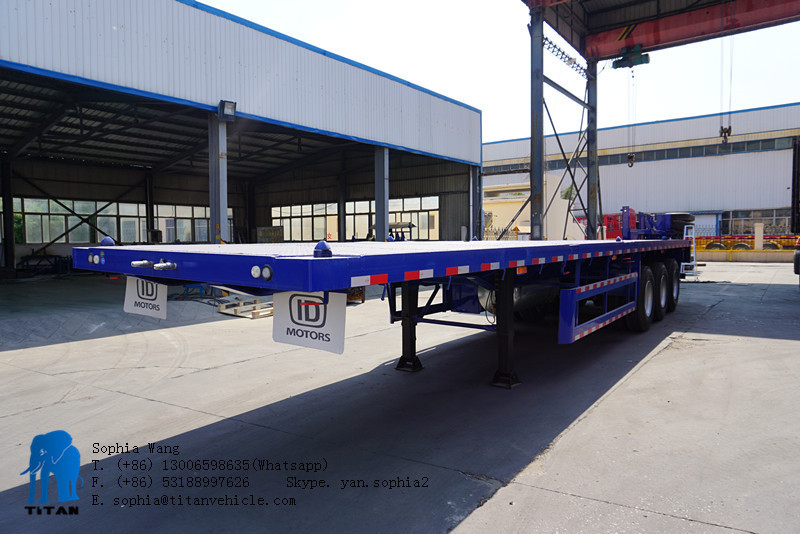 3 axle 60 ton 40 ft  container flatbed trailer for sale | TITAN VEHICLE supplier