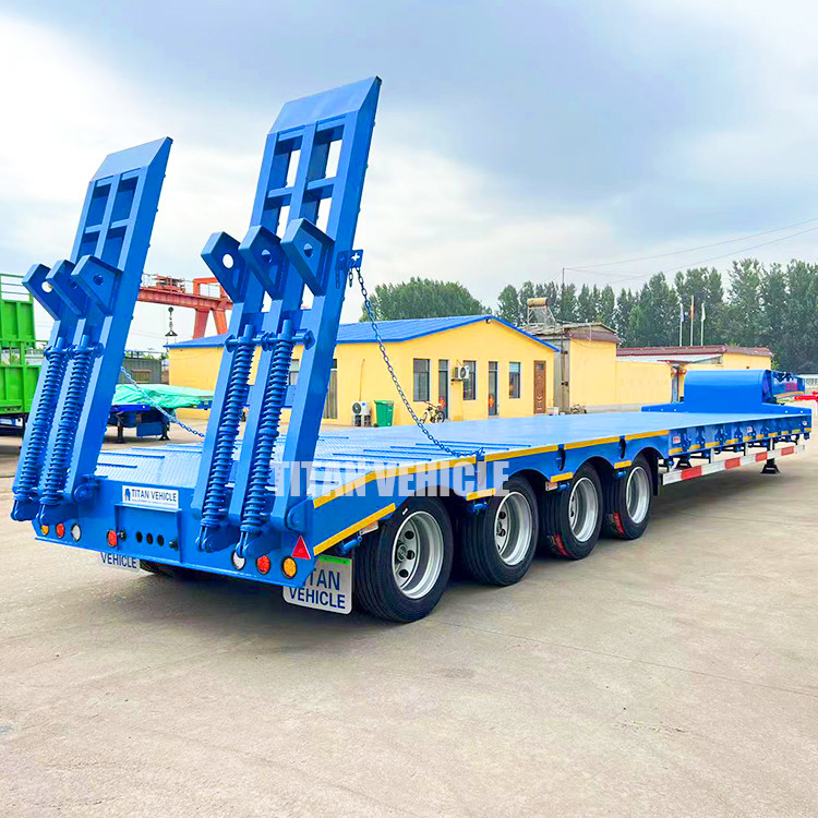 TITAN 4 Axle 100 Tons Semi Lowbed Trailer Low Bed Truck Lowboy Lowloader Trailer for Sale