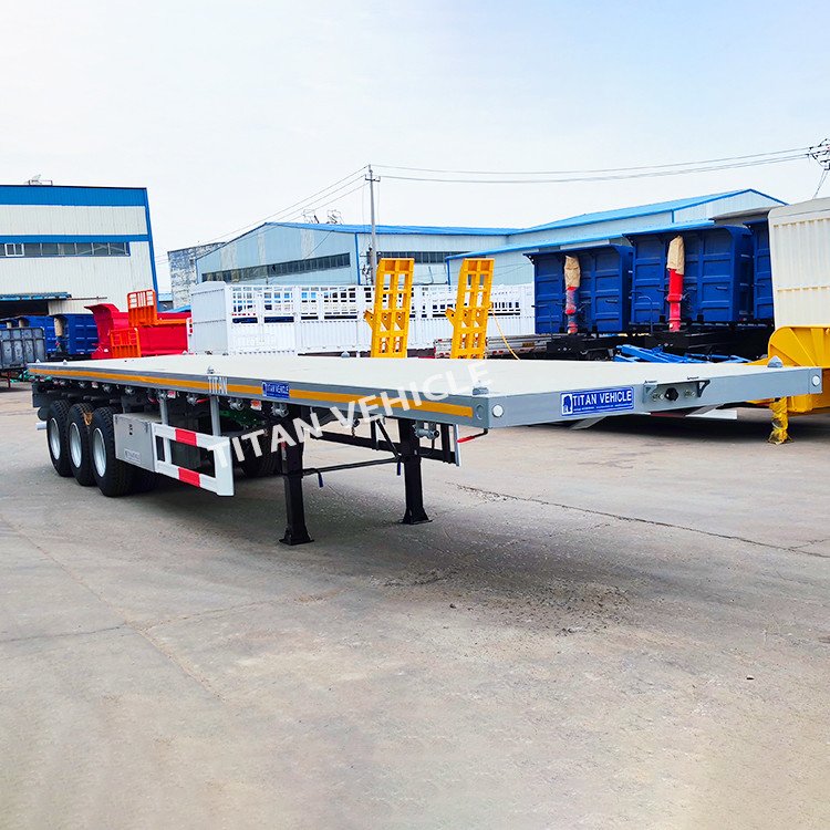 TITAN 40 Ft 3 Axle Container Transport Flatbed Truck Trailer Semi Trailer for Sale in Tanzania