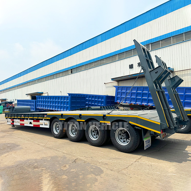 TITAN 4 Axle 100 Ton Lowbed Semi Trailer Low Bed Truck Trailer Loader for Sale