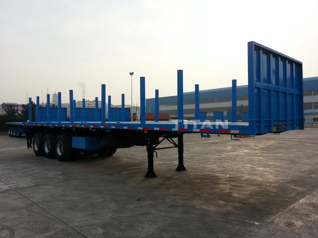 Tri axle 40ft flatdeck flatbed trailer with column TITAN vehicle